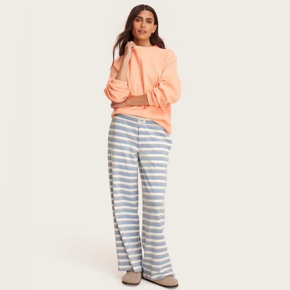 Parke x Target High-Rise Boxer Knit Pants in Blue and Orange Stripe- NWT!